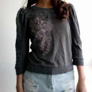 Juicy Couture Size M Grey 3/4 Sleeve Blouse